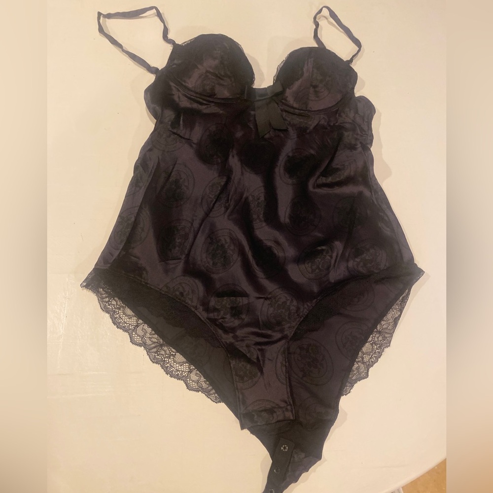 Victoria's Secret Black Satin Lace Chemise